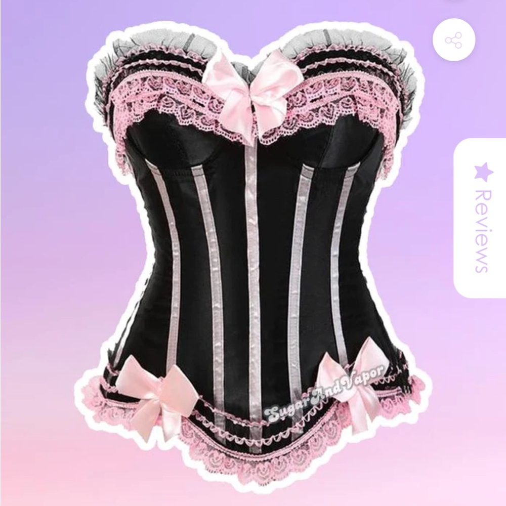 Pink and black corset from Sugar and Vapor